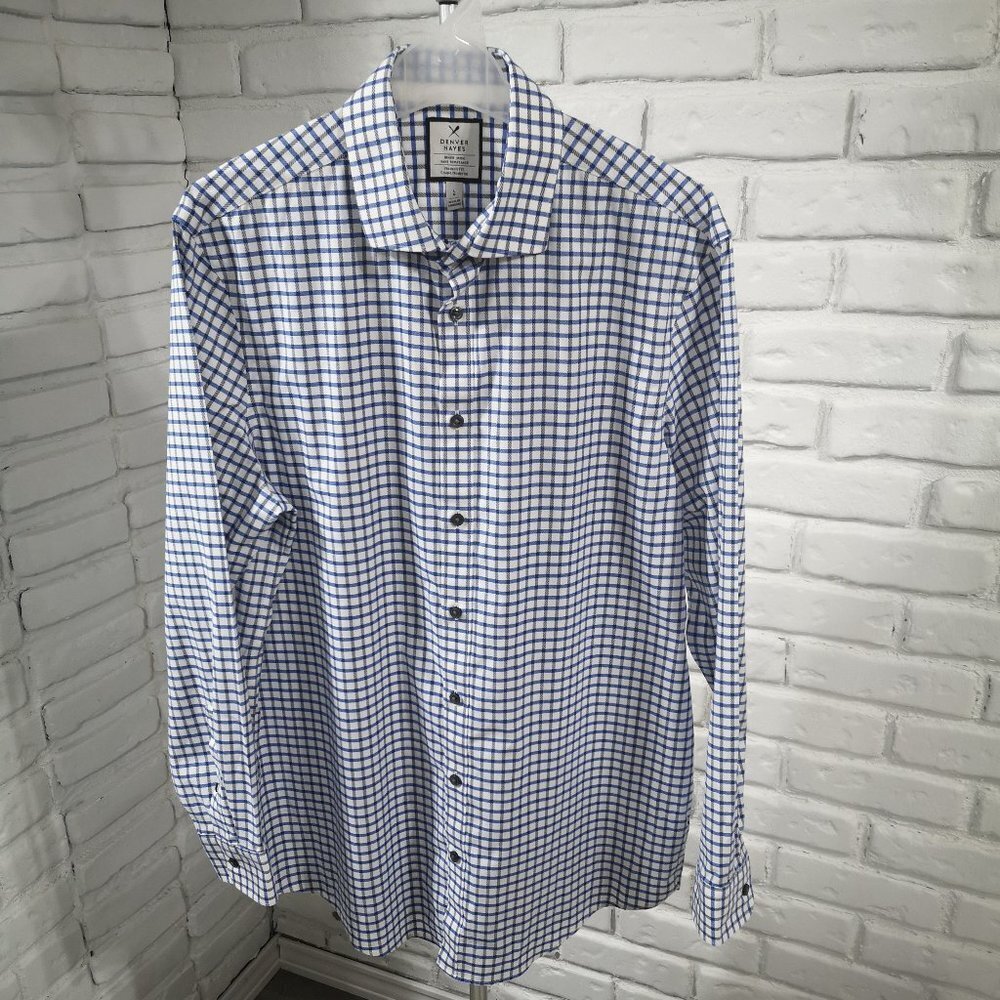 Denver Hayes Men's Size Large Non Iron Modern Fit Button Front & Cuffs Shirt
